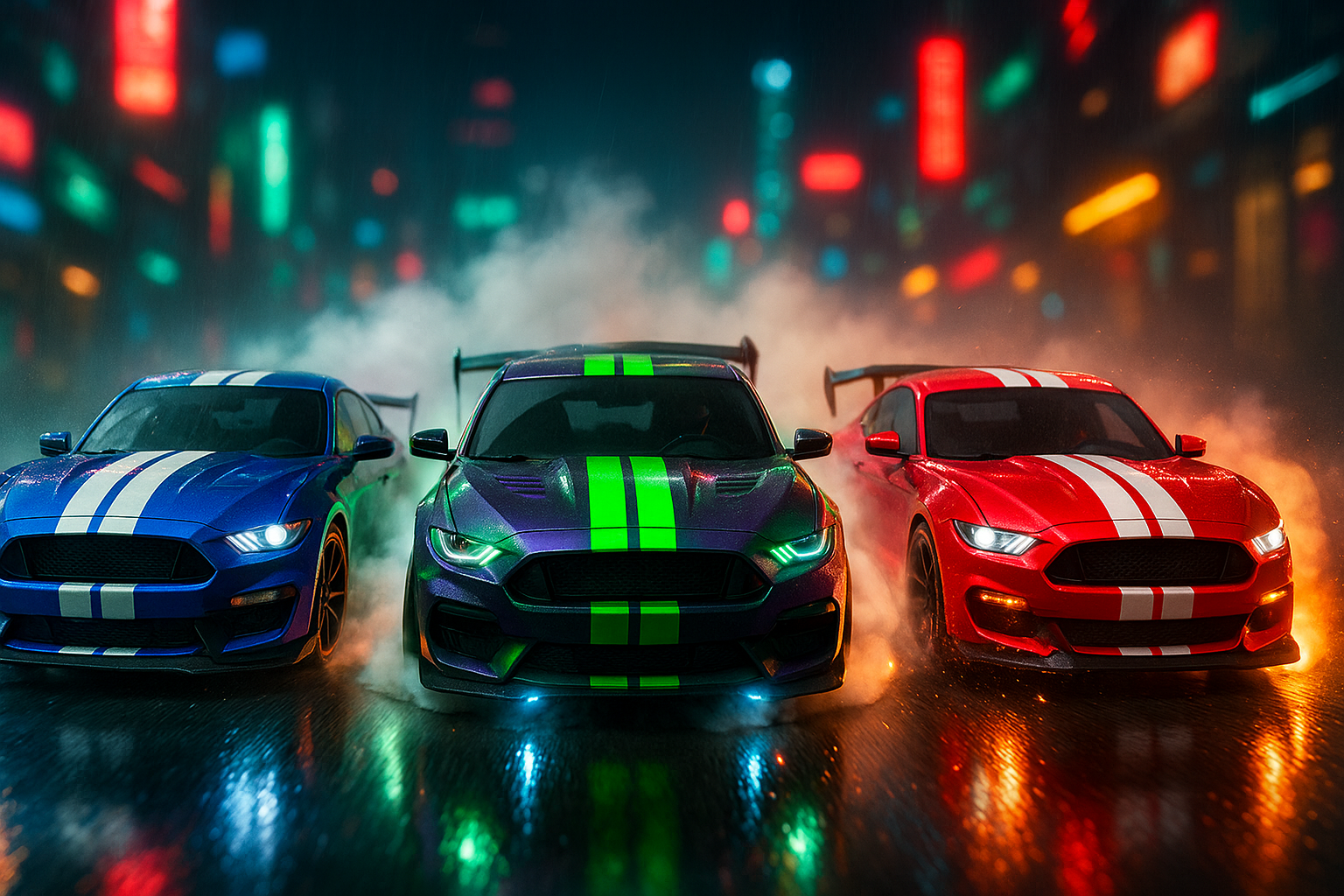 RC Drift Car PROs Racing in a city at night